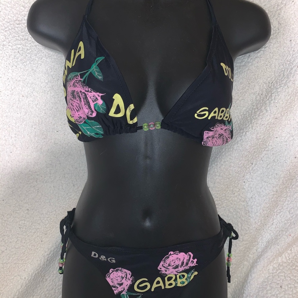 Dolce& Gabbana bikini black with colorful design
